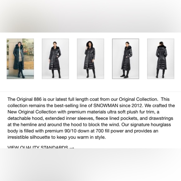 Snowman black down long puffer coat with real fur hood size Large - Picture 13 of 13